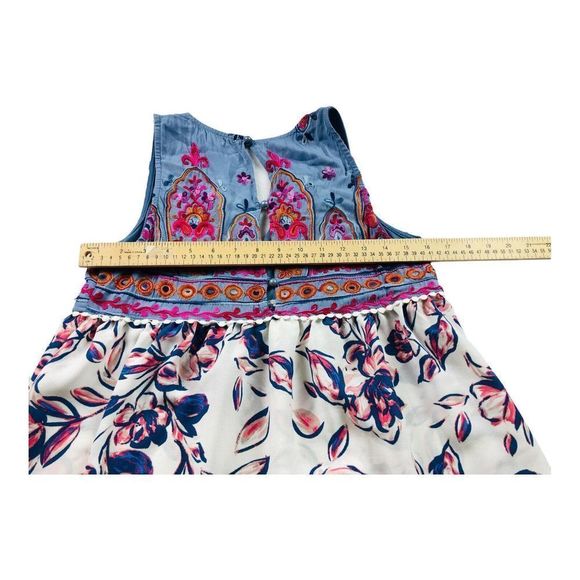 2487 Women's Sz Small Floral Embroidered Sleeveless Top Blouse - Picture 7 of 8